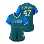 Maglia Baseball Donna Seattle Mariners James Pazos 2018 Llws Players Weekend Papa Paz Aqua