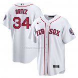 Maglia Baseball Uomo Boston Red Sox David Ortiz 2022 Hall of Fame Home Replica Bianco