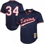 Maglia Baseball Uomo Minnesota Twins Kirby Puckett Mitchell & Ness 1985 Autentico Cooperstown Collection Mesh Batting Practice Blu
