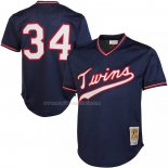 Maglia Baseball Uomo Minnesota Twins Kirby Puckett Mitchell & Ness 1985 Autentico Cooperstown Collection Mesh Batting Practice Blu
