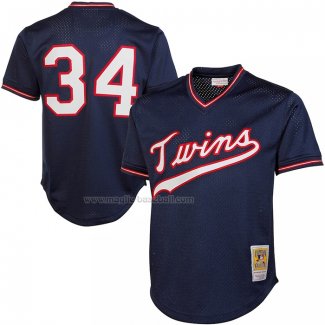 Maglia Baseball Uomo Minnesota Twins Kirby Puckett Mitchell & Ness 1985 Autentico Cooperstown Collection Mesh Batting Practice Blu