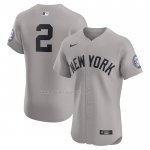 Maglia Baseball Uomo New York Yankees Derek Jeter Road 2020 Hall of Fame Induction Patch Elite Grigio
