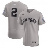 Maglia Baseball Uomo New York Yankees Derek Jeter Road 2020 Hall of Fame Induction Patch Elite Grigio