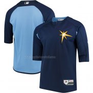 Maglia Baseball Uomo Tampa Bay Rays Majestic Autentico Collection Batting Practice Blu