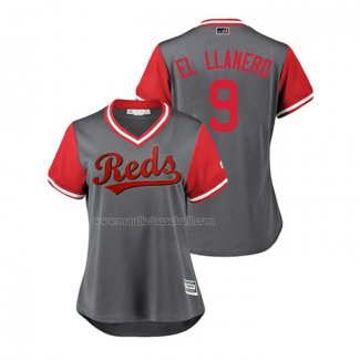 Maglia Baseball Donna Cincinnati Reds Jose Peraza 2018 Llws Players Weekend El Llanero Grigio