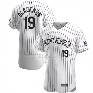 Maglia Baseball Uomo Colorado Rockies Charlie Blackmon Home Autentico Bianco