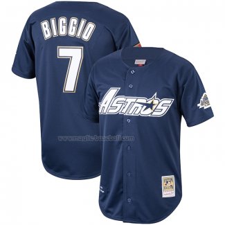 Maglia Baseball Uomo Houston Astros Craig Biggio Mitchell & Ness 1994 Cooperstown Collection Autentico Blu