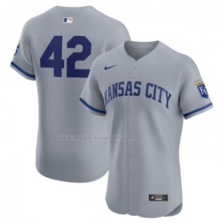 Maglia Baseball Uomo Kansas City Royals Road 2024 Jackie Robinson Day Elite Grigio