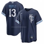 Maglia Baseball Uomo Kansas City Royals Salvador Perez 2022 City Connect Replica Blu