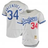 Maglia Baseball Uomo Los Angeles Dodgers Fernando Valenzuela Mitchell & Ness 1981 Road Cooperstown Collection Autentico Grigio