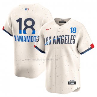 Maglia Baseball Uomo Los Angeles Dodgers Yoshinobu Yamamoto 2024 City Connect Limited Crema