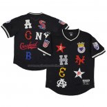 Maglia Baseball Uomo Nero League Baseball Rings & Crwns Mesh Replica V-neck Nero
