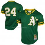 Maglia Baseball Uomo Oakland Athletics Rickey Henderson Mitchell & Ness 1991 Cooperstown Mesh Batting Practice Verde