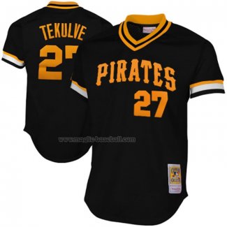 Maglia Baseball Uomo Pittsburgh Pirates Kent Tekulve Mitchell & Ness 1982 Cooperstown Collection Autentico Practice Nero