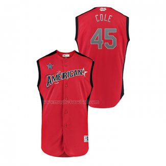 Maglia Baseball Bambino All Star 2019 Houston Astros Gerrit Cole Player American League Rosso