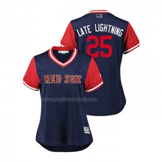 Maglia Baseball Donna Boston Red Sox Steve Pearce 2018 Llws Players Weekend Late Lightning Blu