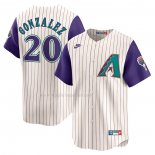 Maglia Baseball Uomo Arizona Diamondbacks Luis Gonzalez Throwback Cooperstown Collection Limited Crema
