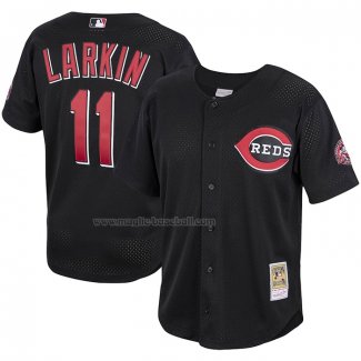 Maglia Baseball Uomo Cincinnati Reds Barry Larkin Mitchell & Ness Cooperstown Collection Batting Practice Nero