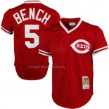 Maglia Baseball Uomo Cincinnati Reds Johnny Bench Mitchell & Ness 1983 Autentico Cooperstown Collection Mesh Batting Practice Rosso