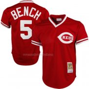 Maglia Baseball Uomo Cincinnati Reds Johnny Bench Mitchell & Ness 1983 Autentico Cooperstown Collection Mesh Batting Practice Rosso