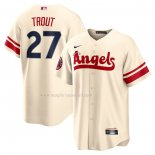 Maglia Baseball Uomo Los Angeles Angels Mike Trout 2022 City Connect Replica Crema