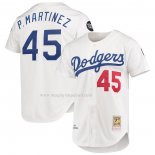 Maglia Baseball Uomo Los Angeles Dodgers Pedro Martinez Mitchell & Ness 1993 Cooperstown Collection Home Autentico Bianco