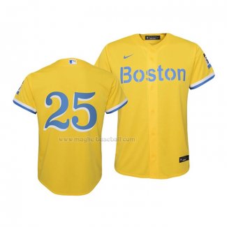 Maglia Baseball Bambino Boston Red Sox Kevin Plawecki 2021 City Connect Replica Oro
