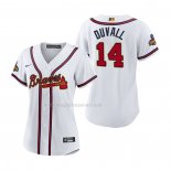 Maglia Baseball Donna Atlanta Braves Adam Duvall 2022 Gold Program Replica Bianco