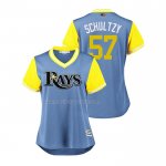 Maglia Baseball Donna Tampa Bay Rays Jaime Schultz 2018 Llws Players Weekend Schultzy Blu