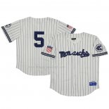 Maglia Baseball Uomo Kansas City Monarchs 5 Rings & Crwns Mesh Button Down Replica Crema
