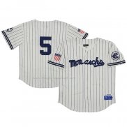 Maglia Baseball Uomo Kansas City Monarchs 5 Rings & Crwns Mesh Button Down Replica Crema