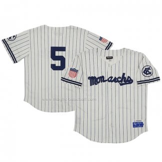 Maglia Baseball Uomo Kansas City Monarchs 5 Rings & Crwns Mesh Button Down Replica Crema