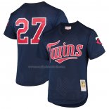 Maglia Baseball Uomo Minnesota Twins David Ortiz Mitchell & Ness 2002 Cooperstown Collection Mesh Batting Practice Blu