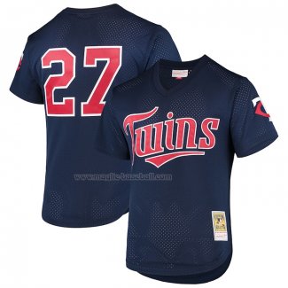Maglia Baseball Uomo Minnesota Twins David Ortiz Mitchell & Ness 2002 Cooperstown Collection Mesh Batting Practice Blu