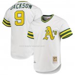 Maglia Baseball Uomo Oakland Athletics Reggie Jackson Mitchell & Ness 1972 Cooperstown Collection Autentico Bianco