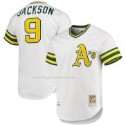 Maglia Baseball Uomo Oakland Athletics Reggie Jackson Mitchell & Ness 1972 Cooperstown Collection Autentico Bianco