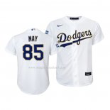 Maglia Baseball Bambino Los Angeles Dodgers Dustin May 2021 Gold Program Replica Bianco
