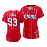 Maglia Baseball Donna Miami Marlins Yimi Garcia 2021 City Connect Sugar Kings Rosso