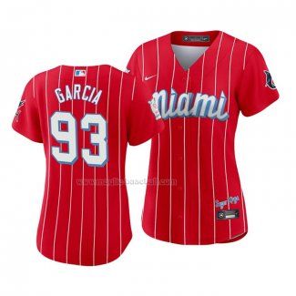 Maglia Baseball Donna Miami Marlins Yimi Garcia 2021 City Connect Sugar Kings Rosso