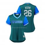 Maglia Baseball Donna Seattle Mariners Chris Herrmann 2018 Llws Players Weekend Worm Aqua