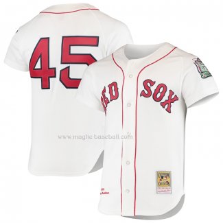 Maglia Baseball Uomo Boston Red Sox Pedro Martinez Mitchell & Ness 1999 Cooperstown Collection Home Autentico Bianco