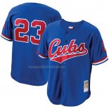 Maglia Baseball Uomo Chicago Cubs Ryne Sandberg Mitchell & Ness Cooperstown Collection Mesh Batting Practice Button Up Blu