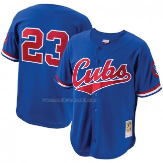 Maglia Baseball Uomo Chicago Cubs Ryne Sandberg Mitchell & Ness Cooperstown Collection Mesh Batting Practice Button Up Blu