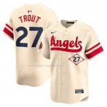 Maglia Baseball Uomo Los Angeles Angels Mike Trout City Connect Limited Crema