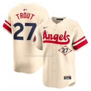 Maglia Baseball Uomo Los Angeles Angels Mike Trout City Connect Limited Crema