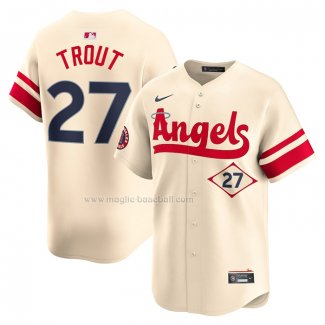 Maglia Baseball Uomo Los Angeles Angels Mike Trout City Connect Limited Crema