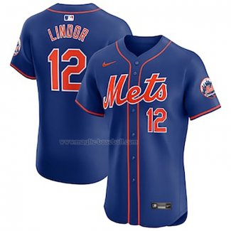 Maglia Baseball Uomo New York Mets Francisco Lindor Alternato Blu