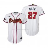 Maglia Baseball Bambino Atlanta Braves Austin Riley 2022 Gold Program Replica Bianco