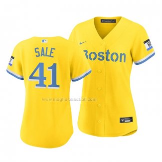 Maglia Baseball Donna Boston Red Sox Chris Sale 2021 City Connect Replica Oro