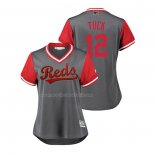 Maglia Baseball Donna Cincinnati Reds Preston Tucker 2018 Llws Players Weekend Tuck Grigio